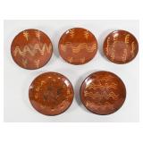5 American Folk Art Style Slip- Redware