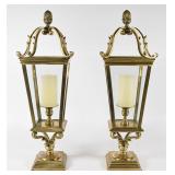 Pair Neoclassical Brass & Glass Tabletop