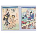 Utagawa Kunisada Pair Japanese Woodblock