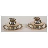 Pair Hawksworth Eyre Silver Plated Covered