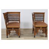 Pair Moorish Revival Hardwood Mother-of-Pearl