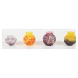 4 Galle Style Cameo Glass Vases