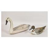 2 Painted Wood Bird Decoys