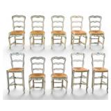 Set 10 French Country Style Painted Chairs