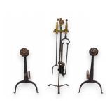 Arts & Crafts Wrought Iron & Brass Fireplace