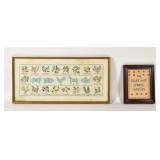 Two Early Framed Needlework Samplers