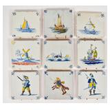 9 Delft Polychrome Tin Glazed Earthenware
