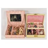 2 Mid-Century Jewelry Boxes & Costume Jewelry