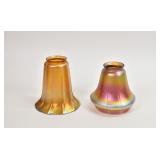 2 Art Nouveau Iridescent Art Glass Lamp
