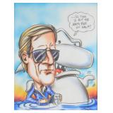 Caricature of Peter Benchley with Shark