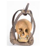Wrought Iron and Human Bone Skull Gibbet
