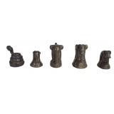 5 Southeast Asian Cast Bronze Weights