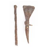 2 Hand-Forged Oxidized Iron Relic Tools