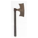 Antique Ottoman Style Iron and Wood War Axe
