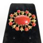 Yellow Gold and Coral Brooch