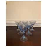 Set of 6 Blue Glass Cocktail glasses