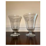 Pair of Floral Etched Goblets