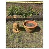 Cat Statue and Flower Pot