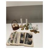 Assorted Glassware, Decor and Brass Miniature Figu