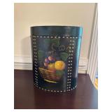 Vintage Hand painted  Wooden Trash Can