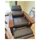 Arts & Crafts Styel Leather and Oak Recliner