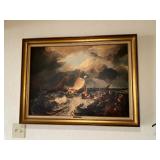 Gold Frame Ship Painting