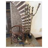 Fireplace set and metal stand