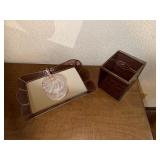 Glass Tray, Tissue Box Holder and Perfume Bottle