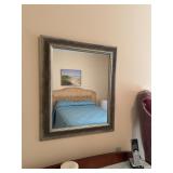Silver Tone Framed Mirror with Photograph Picture