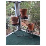 Metal Bicycle Planter with 3 Clay Pots