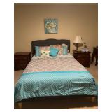 Queen Size Bed Frame and Bedding