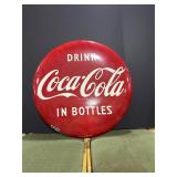 Drink Coca-Cola In Bottles 24" Porcelain Button
