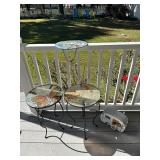 2 Side Tables, Bird House and Stained Glass Piece