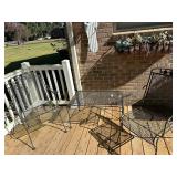 2 Metal Chairs and Table