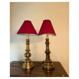 Two Lamps with Red Shades