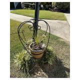 Wooden Planter and Metal Stand