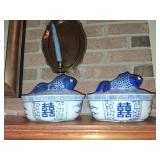 Pair of Blue and White Koi Bowls