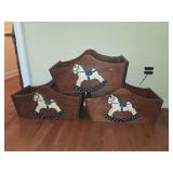 3 Rocking Horse Hand Painted Storage Box