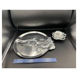 Silver Flower Tray and Silver Flower Bowl Silver Flower Tray and Silver Flower Bowl