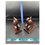 Pair of Wooden Elephant Book Ends Pair of Wooden Elephant Book Ends