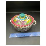 Penzo Painted Glass Bowl with Lid Penzo Painted Glass Bowl with Lid