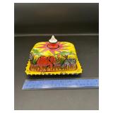 Penzo Painted Glass Butter Dish Penzo Painted Glass Butter Dish