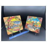 Penzo Hand Painted Glass Plates Penzo Hand Painted Glass Plates