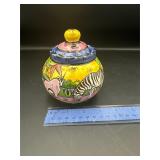 Penzo Painted Glass Sugar Jar Penzo Painted Glass Sugar Jar