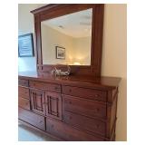 Wooden Dresser and Mirror Set