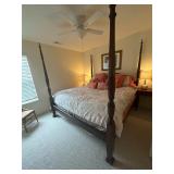 Queen Size Wooden Bed Frame and Bedding