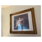 Gold Framed Picture with Baby and Dog