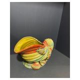 Vintage Ceramic Seashell Planter   Majolica Style