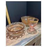 Collection of Pink Depression Glass