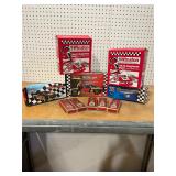 Car racing banks, watches and headphones